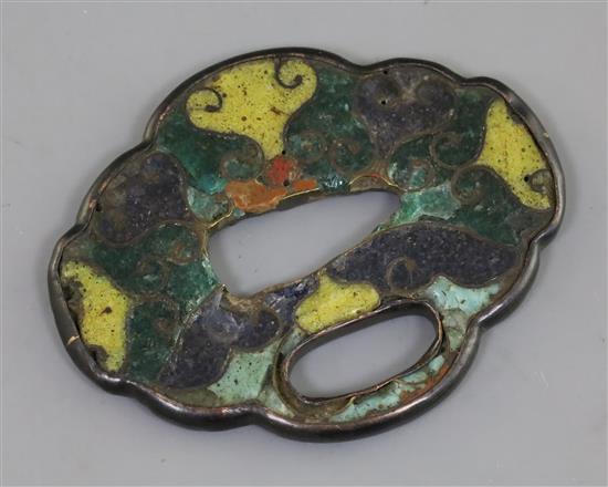 A Japanese cloisonne enamel Tsuba, Edo period